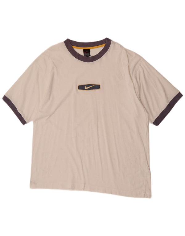 Nike grafisk T-shirt top til mænd UK 45/47 XL Hvid Colourblock Bomuld
