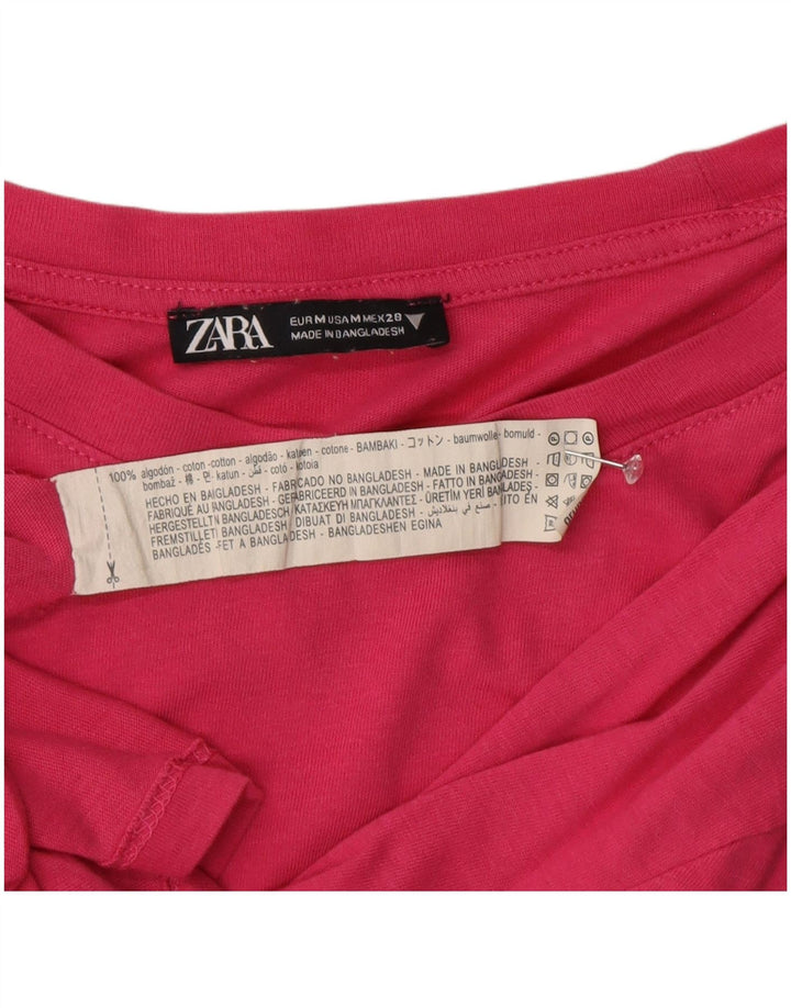Zara T-Shirt Top UK 14 Medium Pink Bomuld