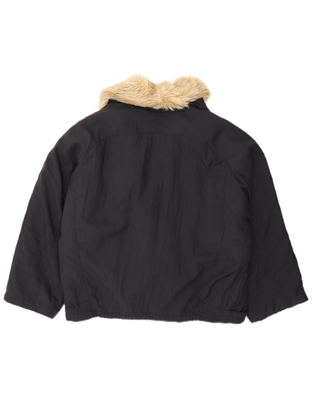 Vintage Herre Dobbeltradet Loose Fit Bomber Jacket UK 38 Medium Navy Blue