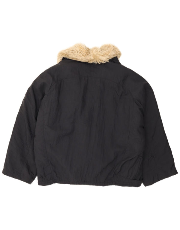 Vintage Herre Dobbeltradet Loose Fit Bomber Jacket UK 38 Medium Navy Blue