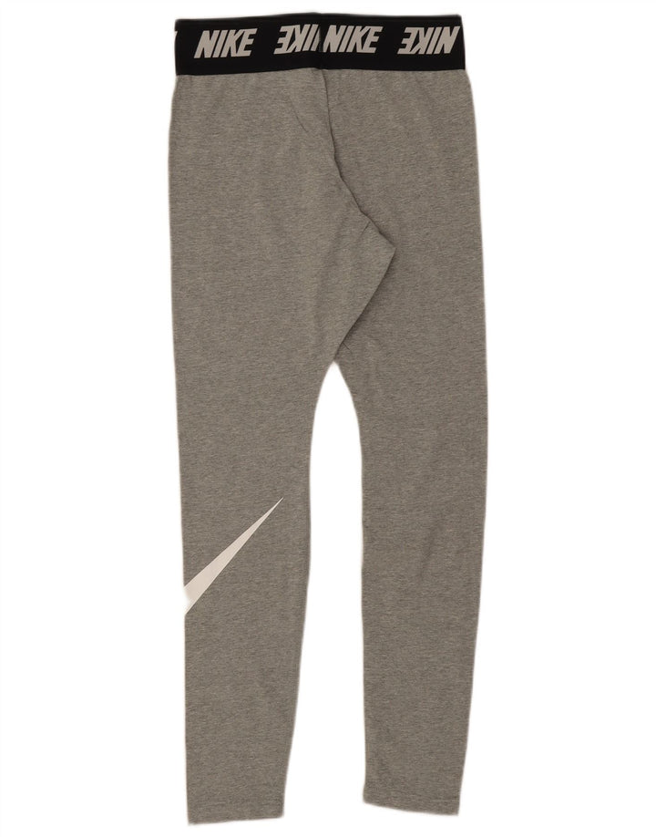 Nike Dame Grafiske Leggings UK 10 Medium Grey Colourblock Bomuld