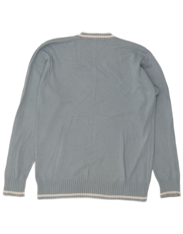 Sergio Tacchini Herre sweater med rund hals XL blå stribet bomuld