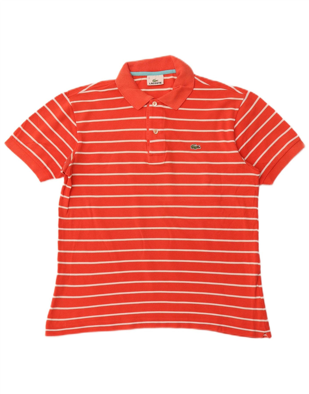 LACOSTE Poloskjorte til mænd str. 4 Medium orange stribet bomuld