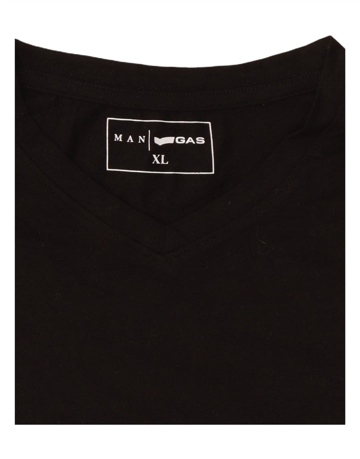 GAS Mens T-Shirt Top XL Black Cotton Vintage Gas and Second-Hand Gas from Messina Hembry 