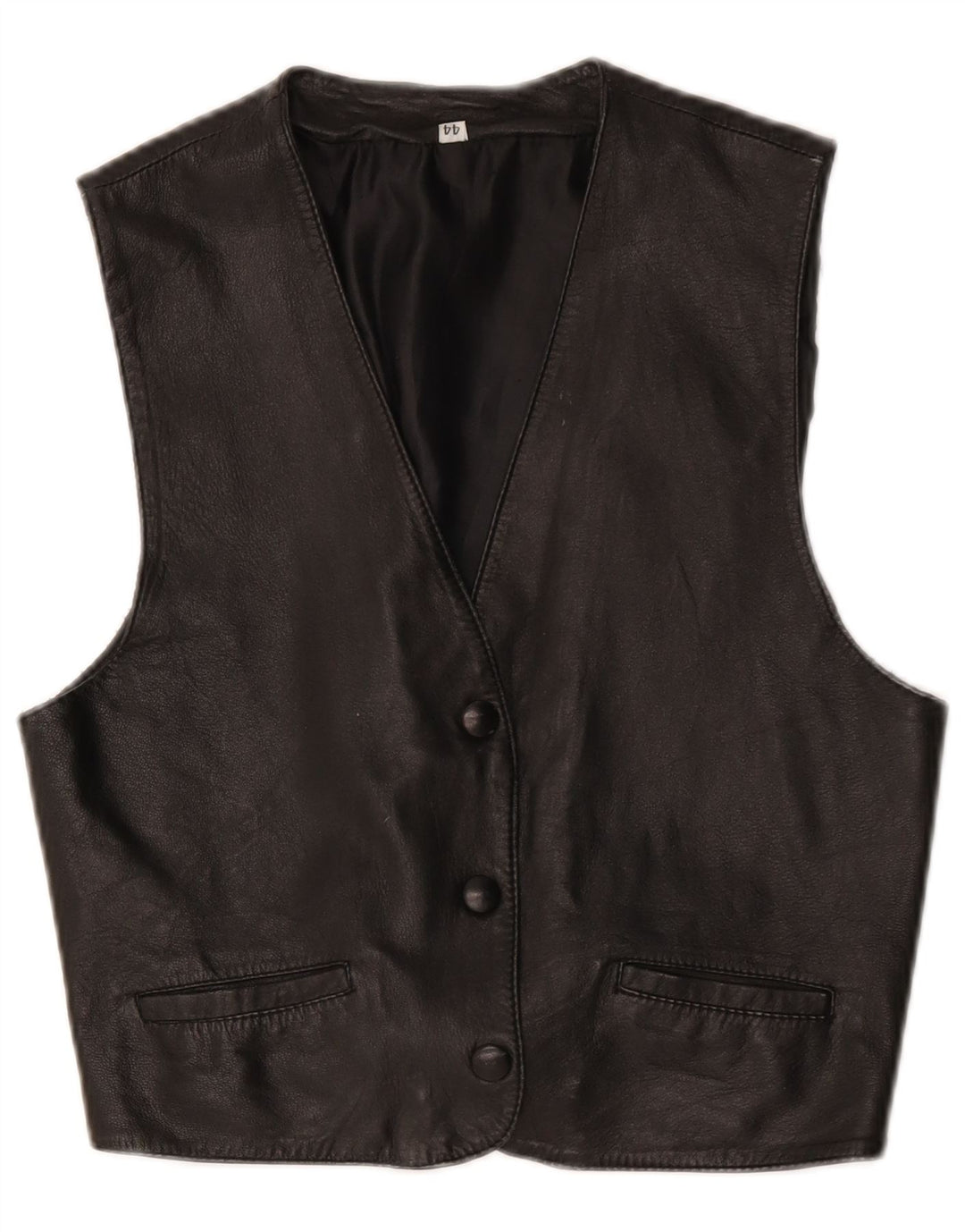 Vintage dame lædervest IT 44 Medium Sort