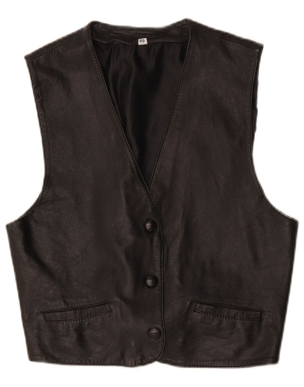 Vintage dame lædervest IT 44 Medium Sort