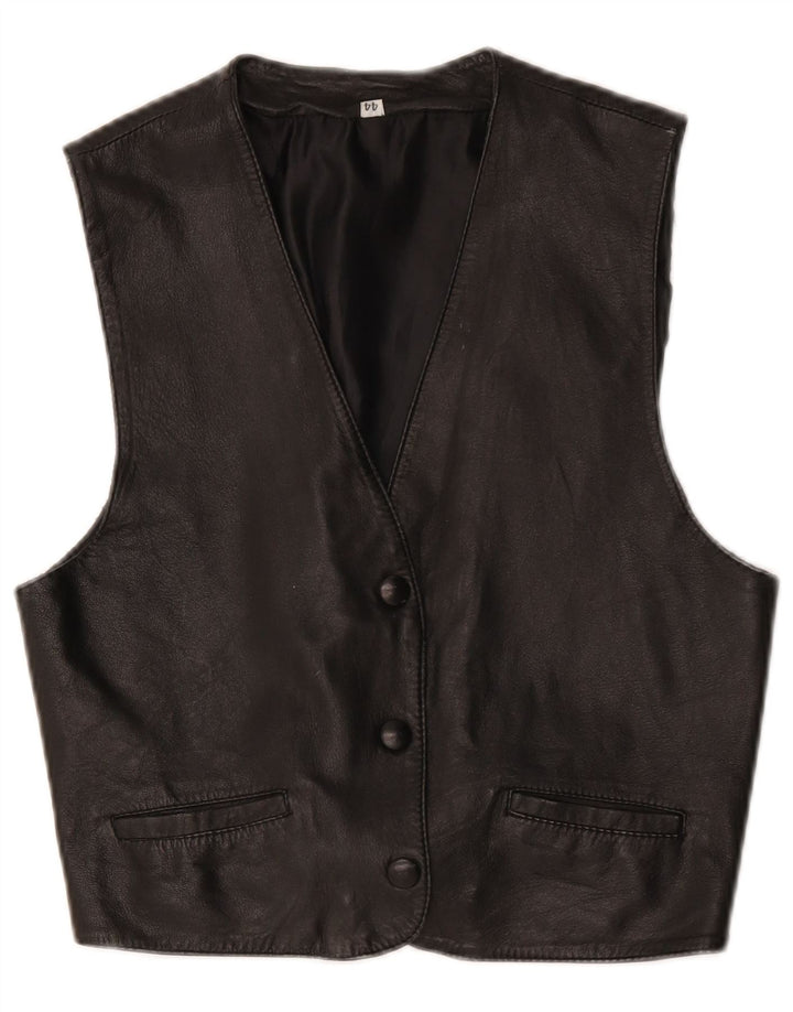 Vintage dame lædervest IT 44 Medium Sort