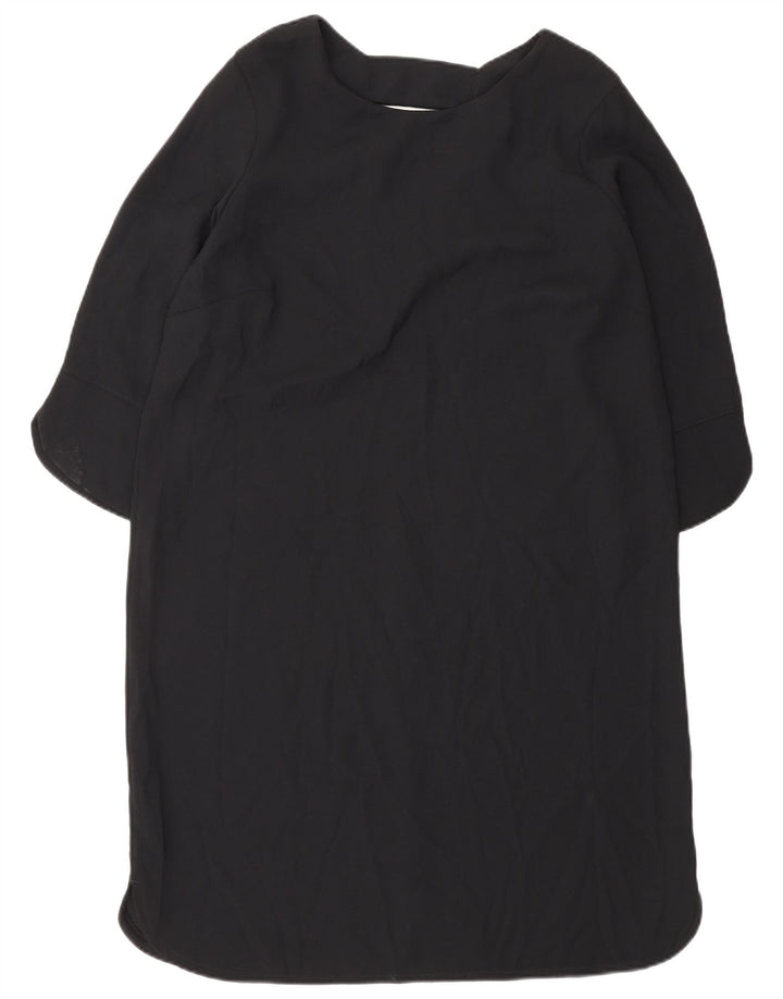 Marks & Spencer kvinders 3/4-ærmede teltkjole UK 14 Stor sort polyester