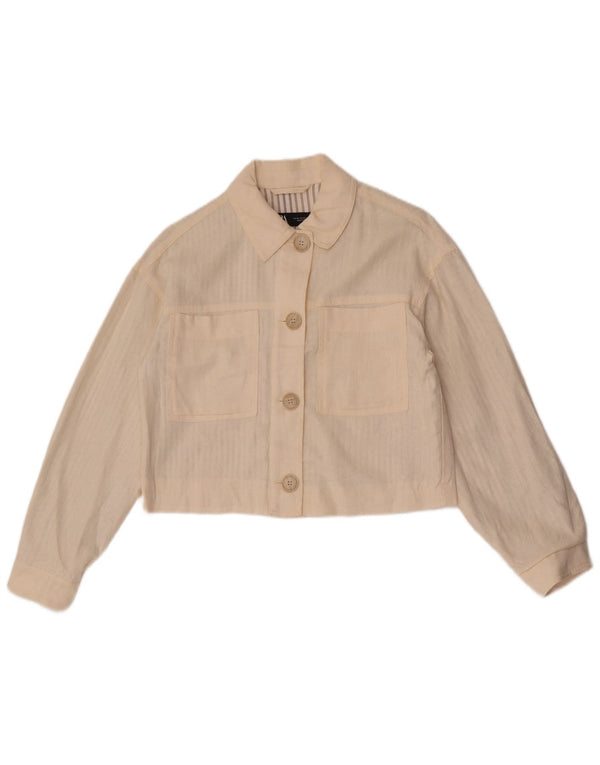 Zara Womens Crop Oversized Bomber Jacket UK 6 XS Off White