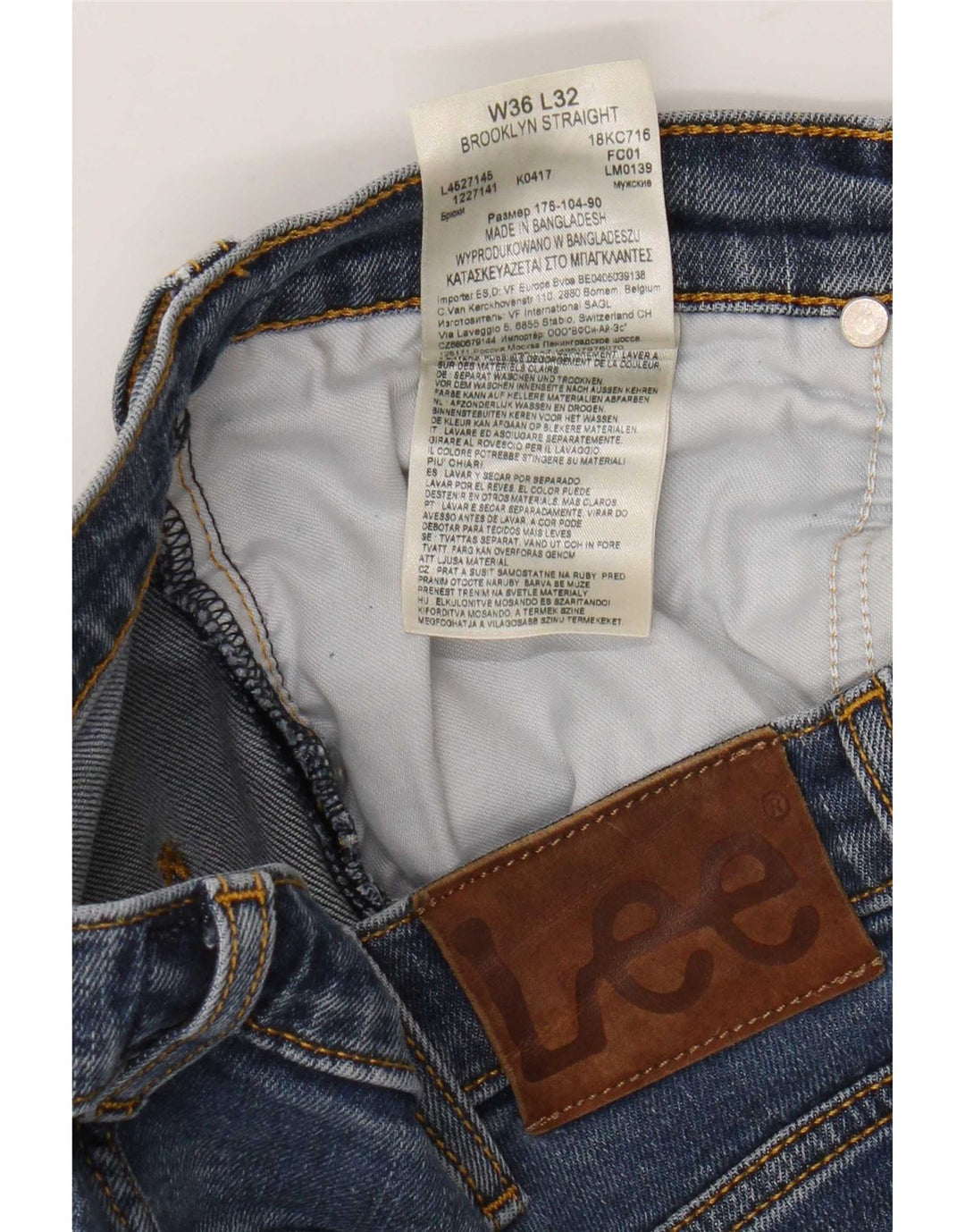 Lee Herre Brooklyn Straight Jeans W36 L32 Blå Bomuld