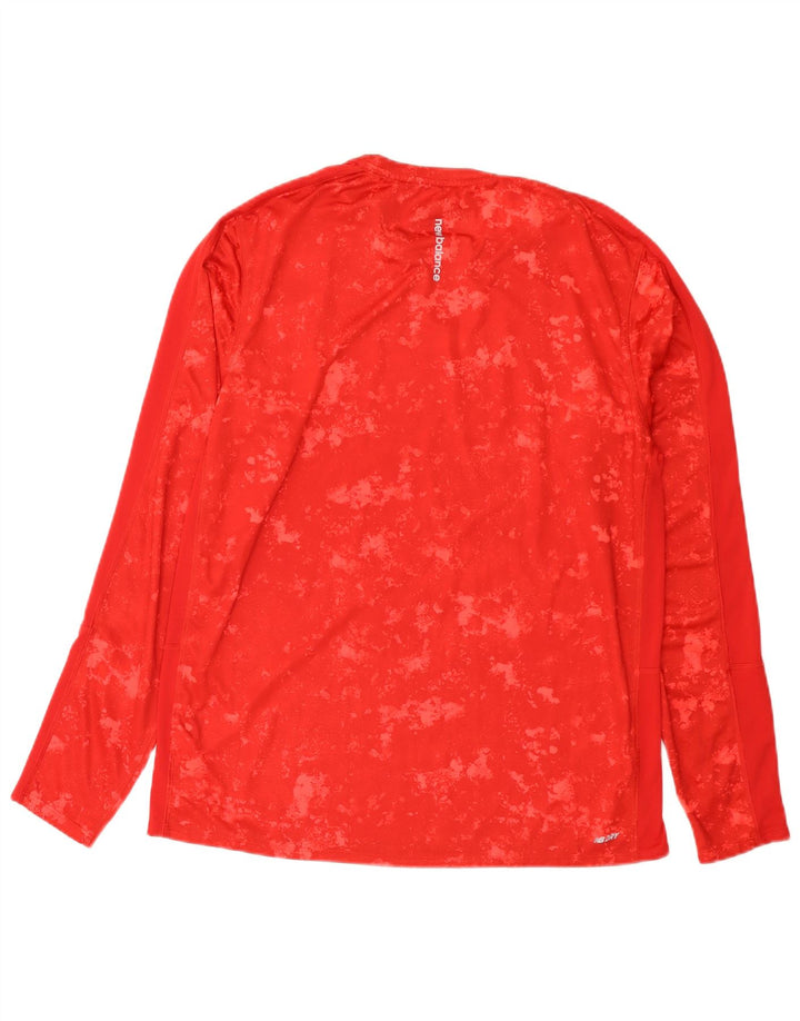 New Balance Mens Top Long Sleeve Large Red Tie Dye Polyester