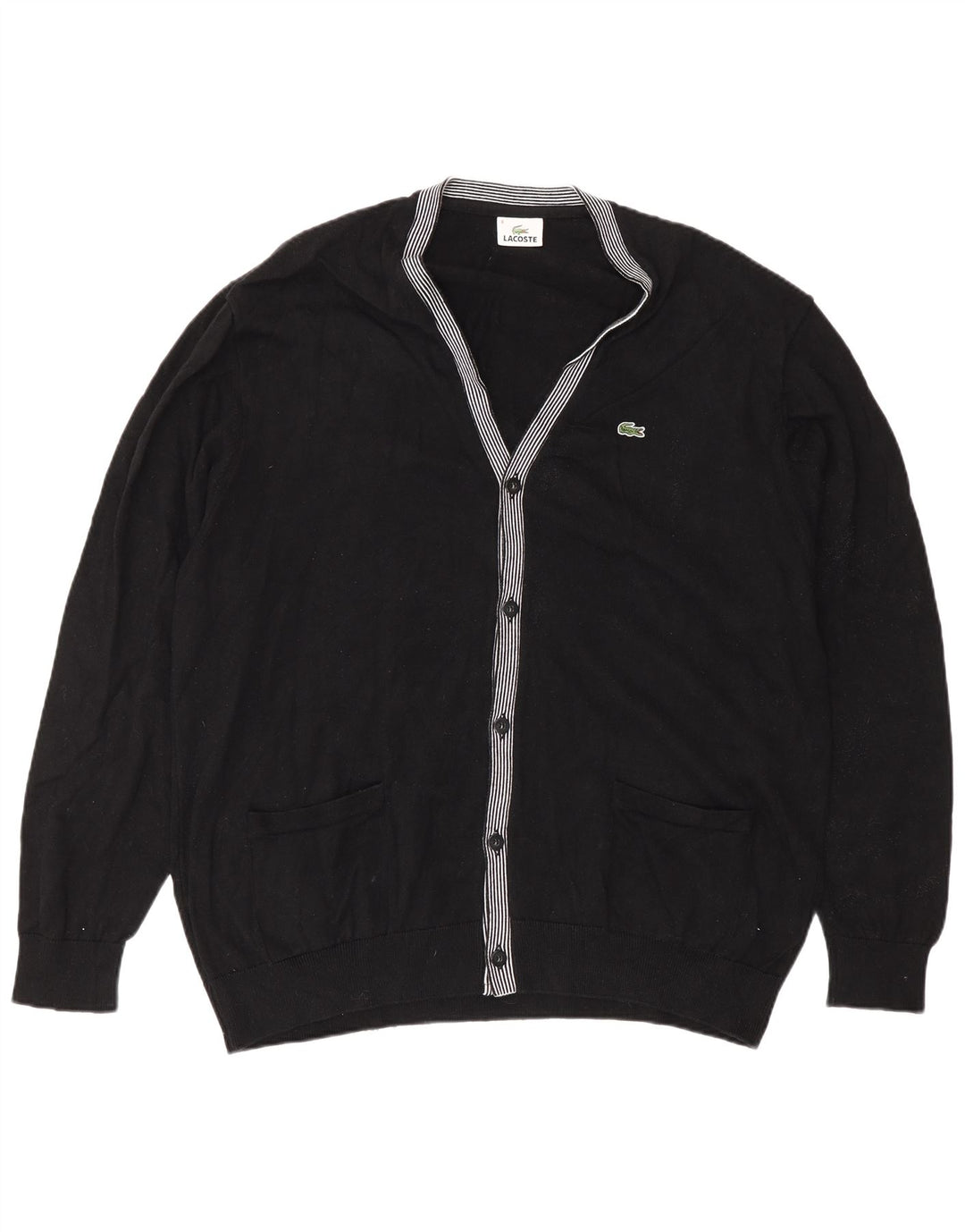 Lacoste Herre Cardigan Sweater Størrelse 8 2XL Sort Bomuld