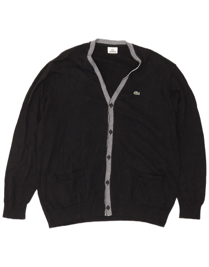 Lacoste Herre Cardigan Sweater Størrelse 8 2XL Sort Bomuld