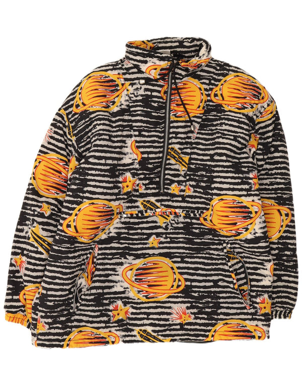 Vintage Drenge Loose Fit Anorak Jakke 13-14 år Sort Geometrisk Polyamid