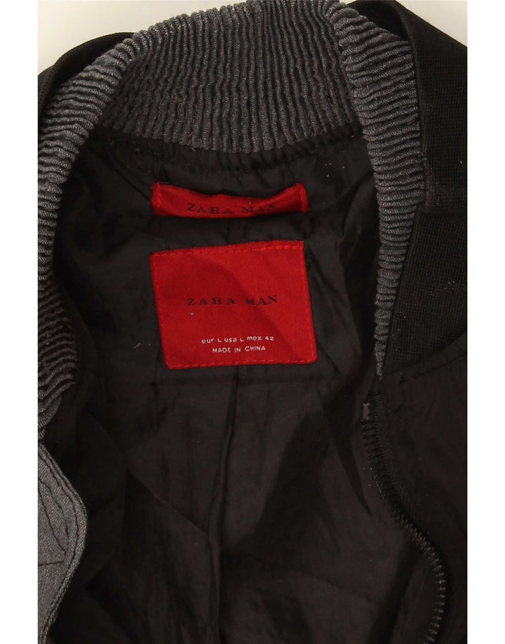 Zara Herre Bomber Jacket UK 40 Large Black
