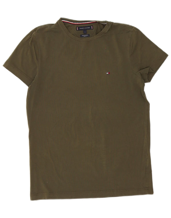 Tommy Hilfiger Mens Slim Fit T-Shirt Top Small Khaki Cotton
