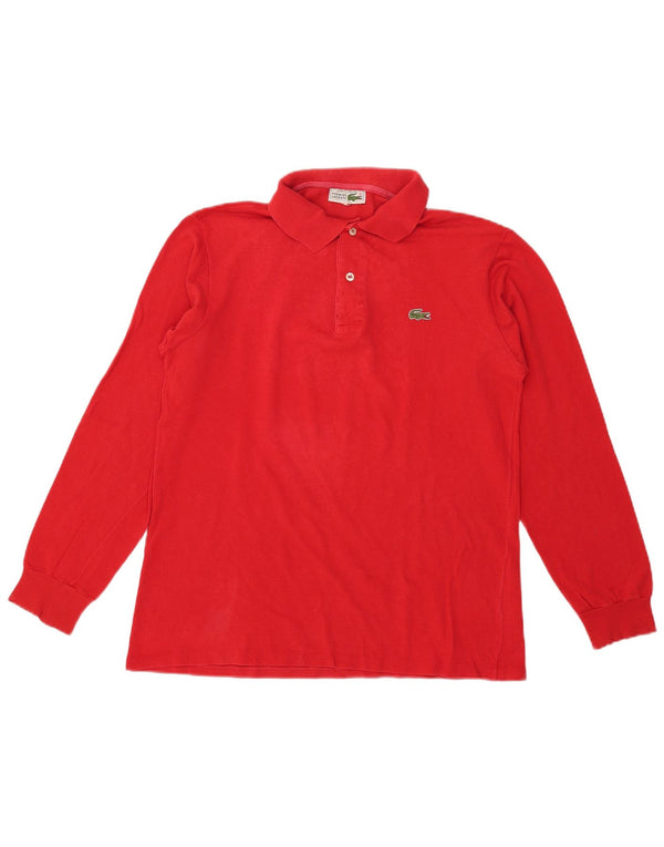Lacoste Mens Long Sleeve Polo Shirt Size 4 Medium Red Cotton