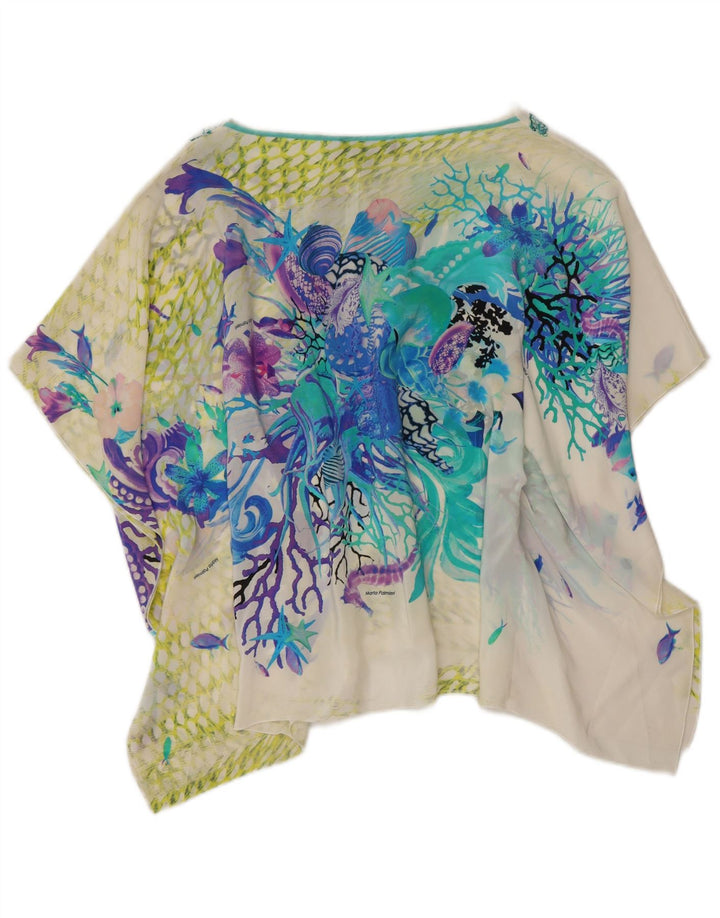 Marta Palmieri Dame Poncho Bluse Top UK 12 Medium Off White Silke