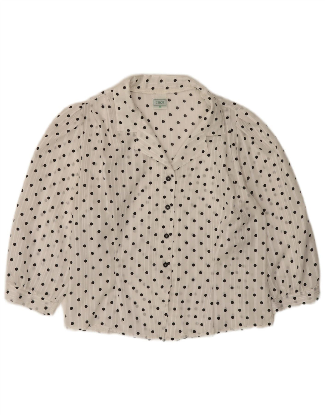 CANDA skjortebluse med 3/4 ærmer til kvinder EU 40 Medium White Polka Dot