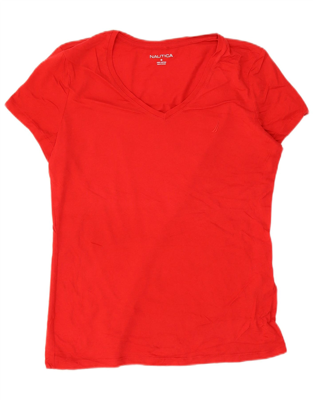 NAUTICA Dame T-Shirt Top UK 14 Medium Rød Bomuld