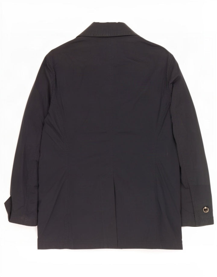 Hackett Herre Double Breasted Coat UK 38 Medium Navy Blue Nylon