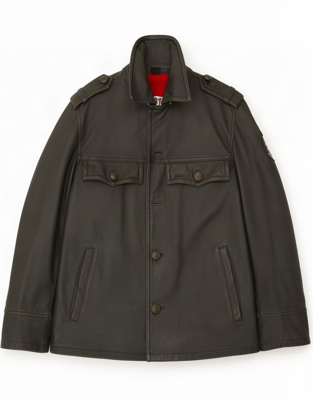 Vintage Military Læderjakke til mænd IT 48 Medium Grå