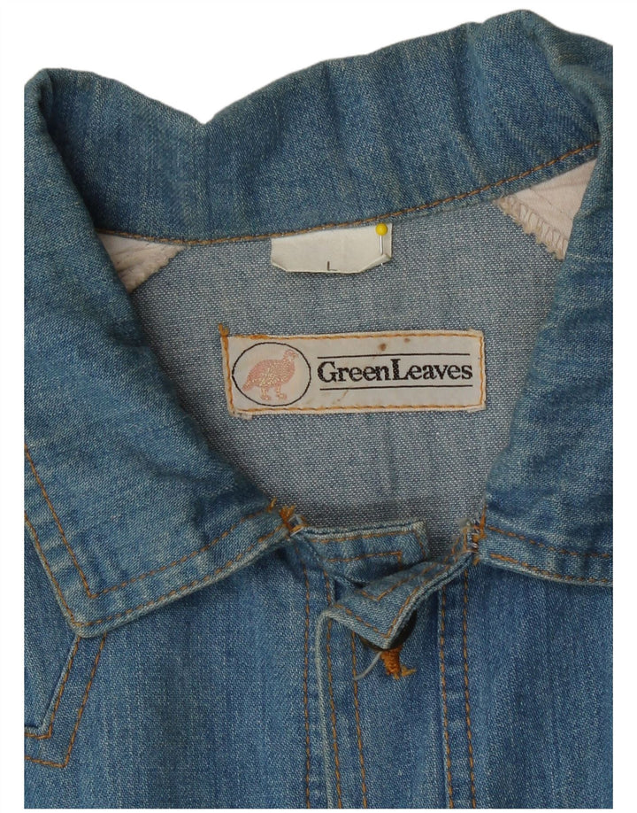 Green Leaves Herre denimjakke UK 40 Large Blue Cotton