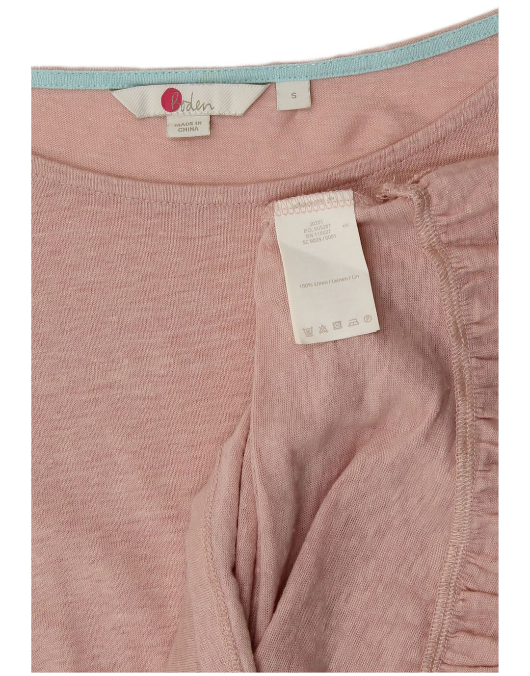 Boden Dame 3/4 ærmet bluse Top UK 8 Small Pink Linen