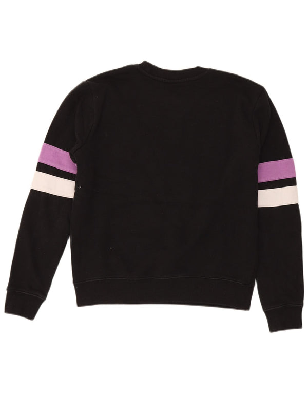 Fila Dame Grafisk Sweatshirt Jumper UK 10 Small Black Colourblock