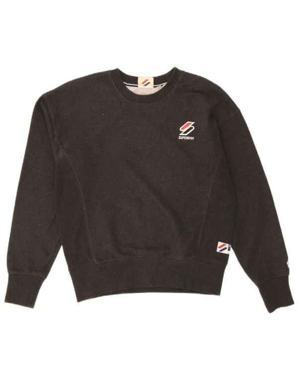 Superdry Womens Oversized Sweatshirt Jumper UK 10 Small Black Bomuld