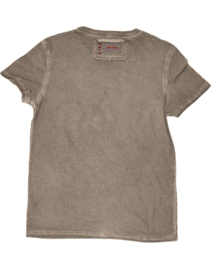 DESIGUAL Mens Graphic T-Shirt Top Medium Grey Cotton