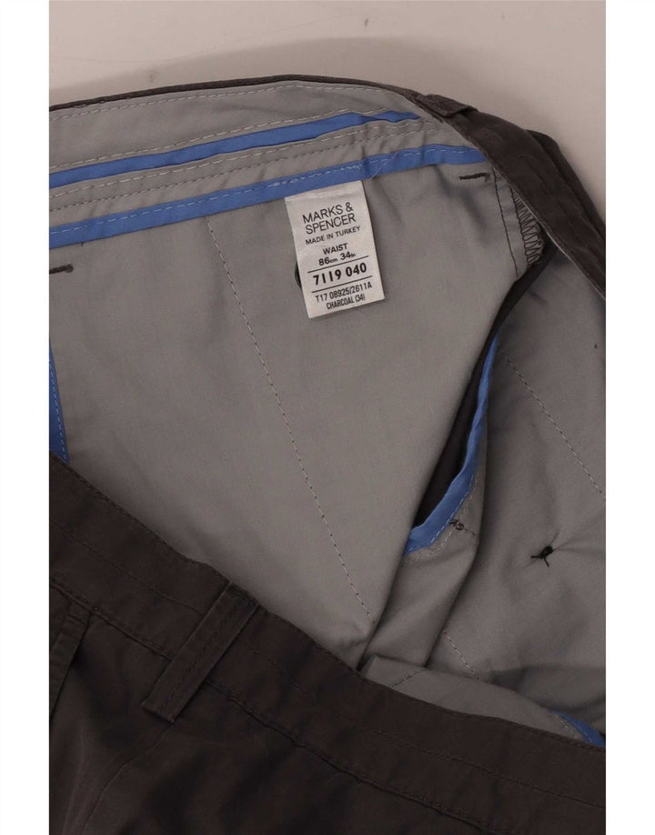 Marks & Spencer Chino Shorts til mænd W34 Large Grå Bomuld
