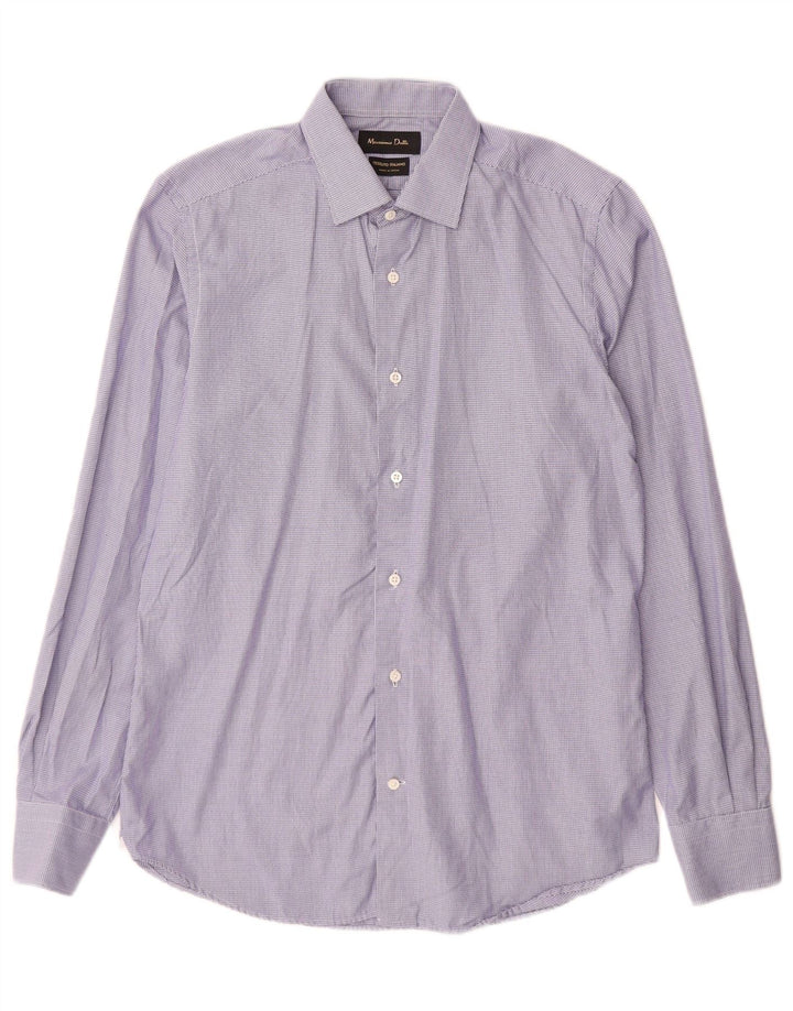 Massimo Dutti herreskjorte str. 38 Medium Blue Houndstooth