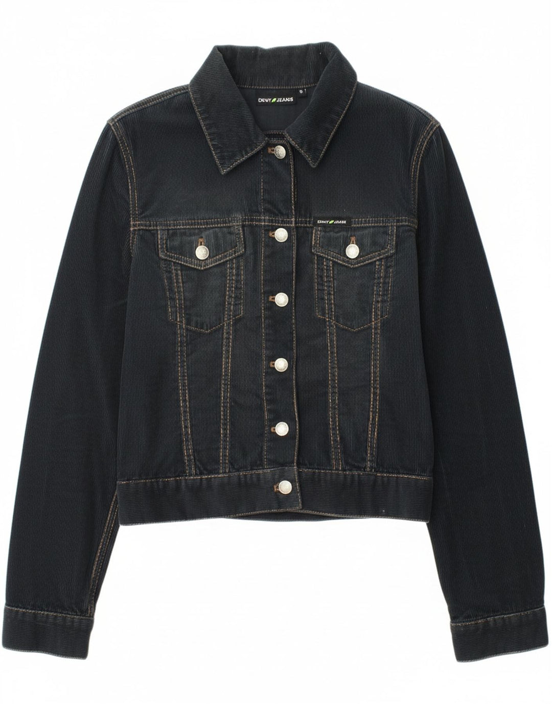 DKNY Womens Crop Corduroy Jacket UK 12 Medium Black Cotton