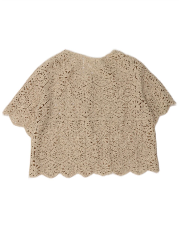 Vintage hæklet cardigantop til kvinder DK 14 Medium Beige