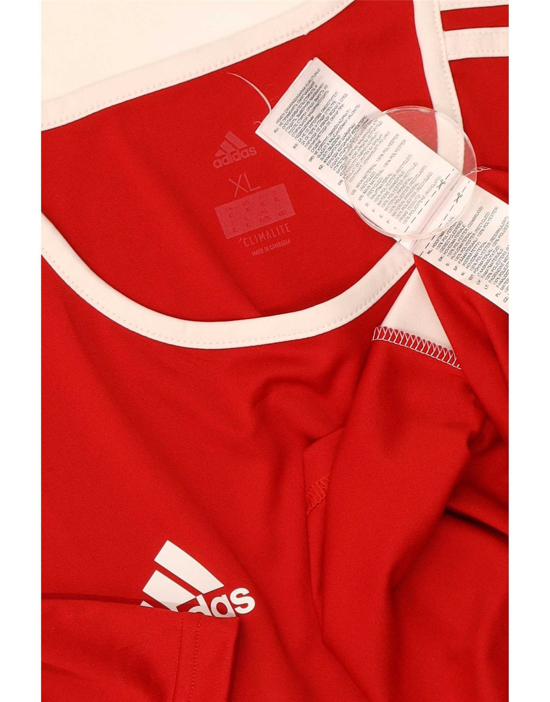 Adidas Herre Climalite T-Shirt Top XL Rød Colourblock Polyester