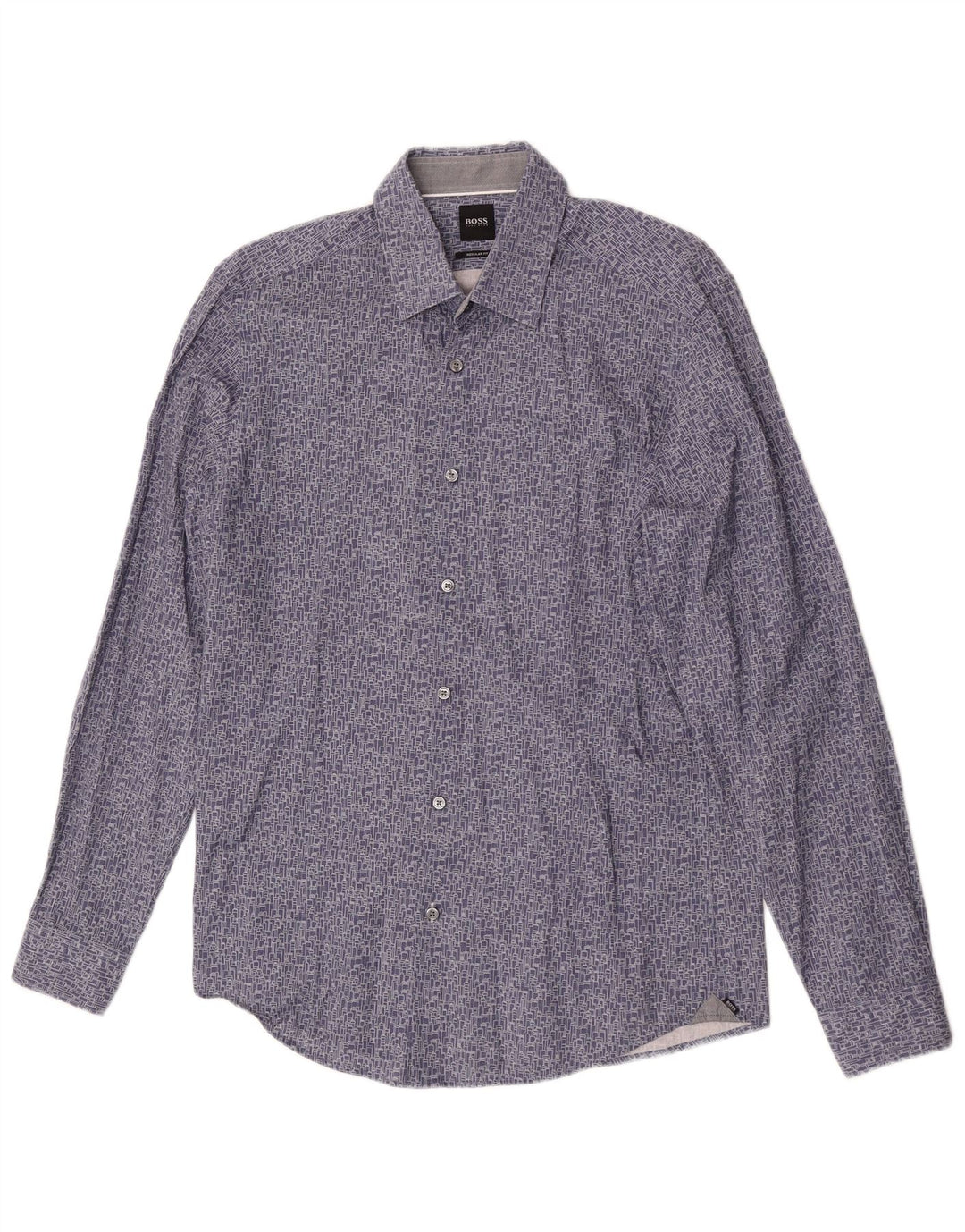 Hugo Boss Herre Regular Fit skjorte Medium Blue Geometrisk Bomuld