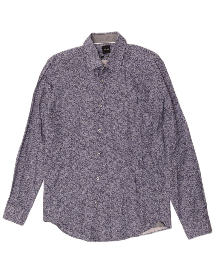 Hugo Boss Herre Regular Fit skjorte Medium Blue Geometrisk Bomuld