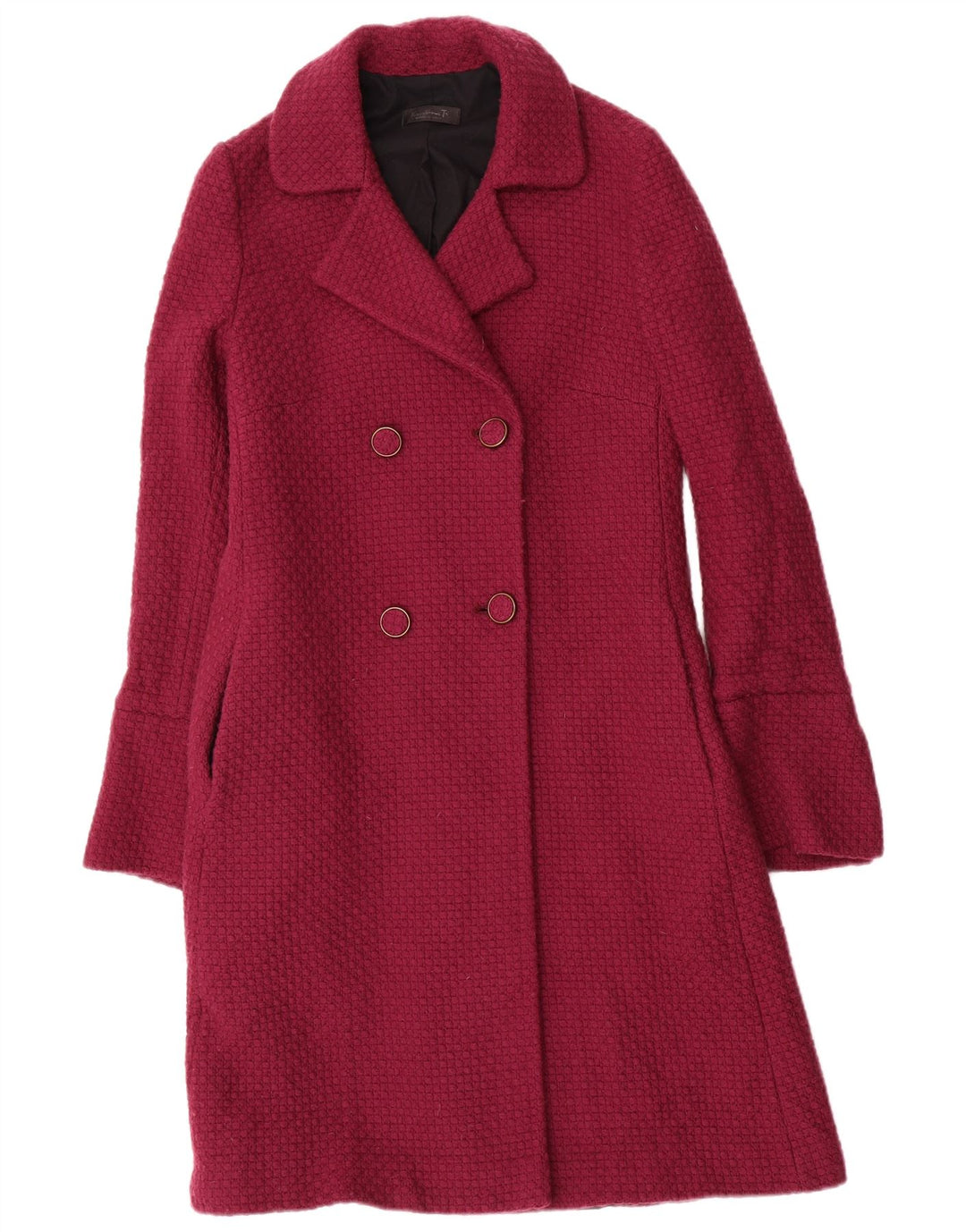 Vintage dobbeltradet frakke til kvinder IT 44 Medium Burgundy Wool