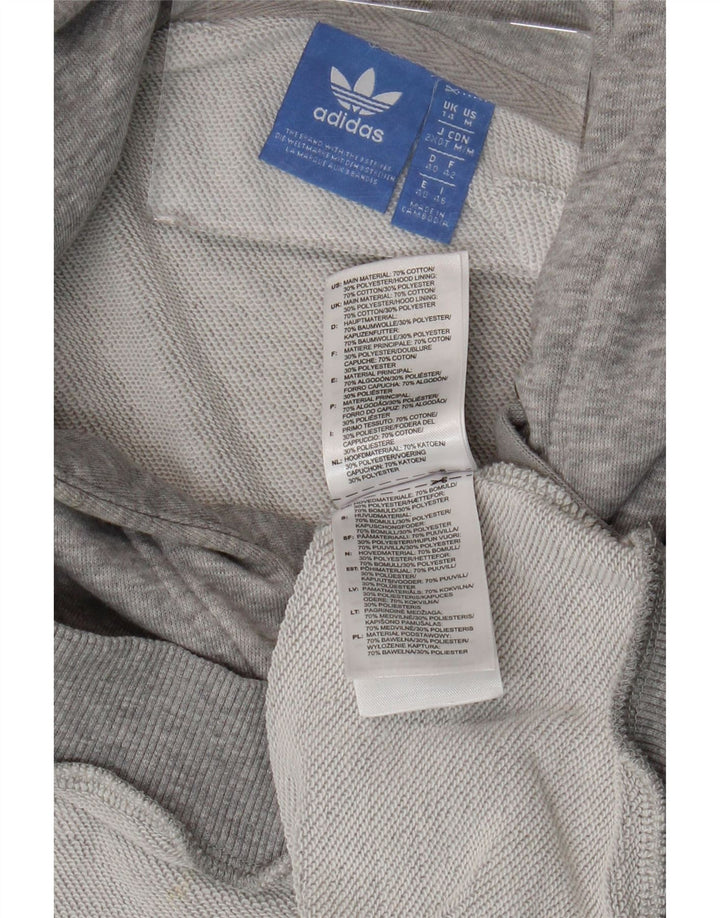 ADIDAS Oversized grafisk hættetrøjetrøje til kvinder UK 14 mellemgrå bomuld