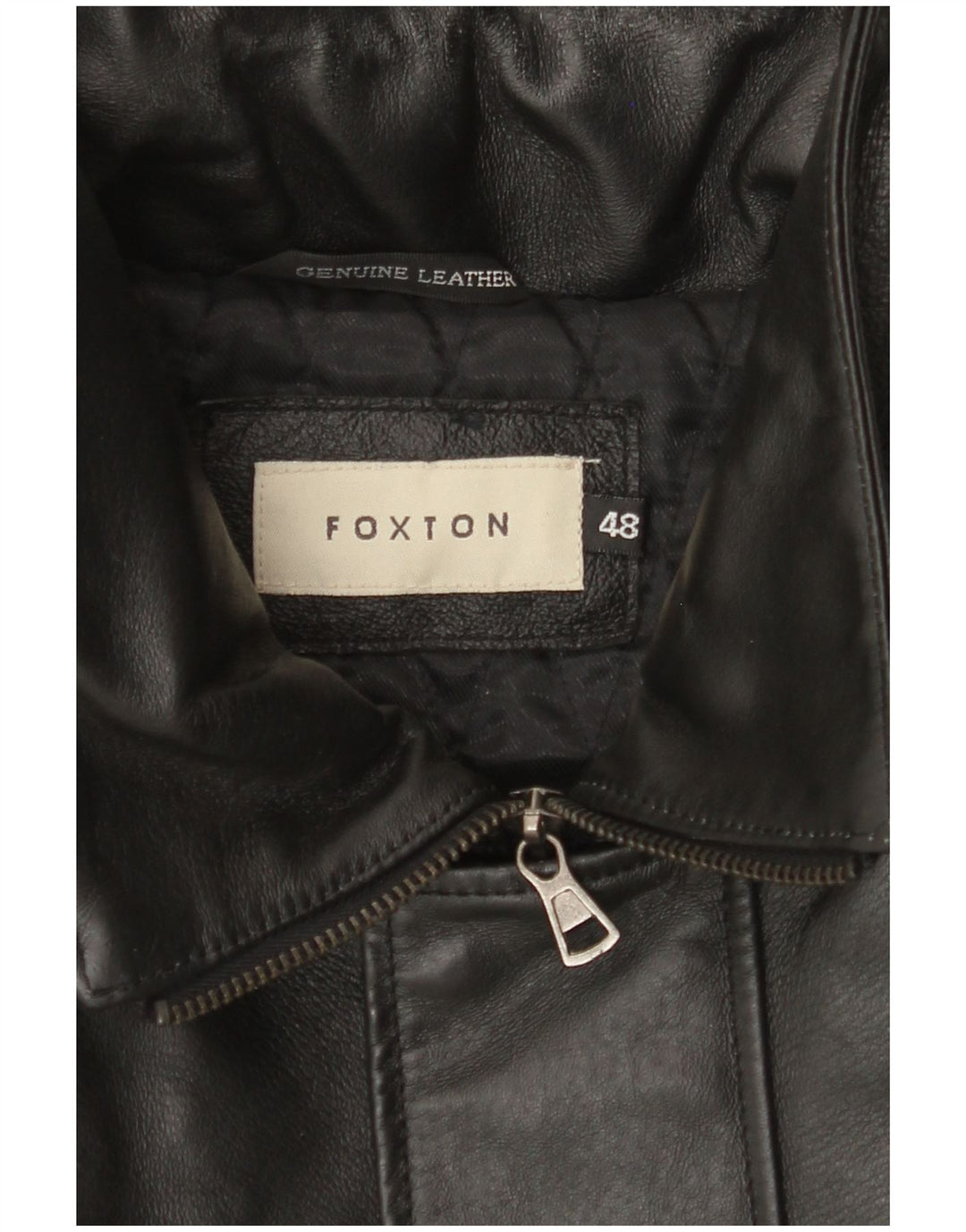 VINTAGE Herre Læderjakke IT 48 Medium Sort Læder