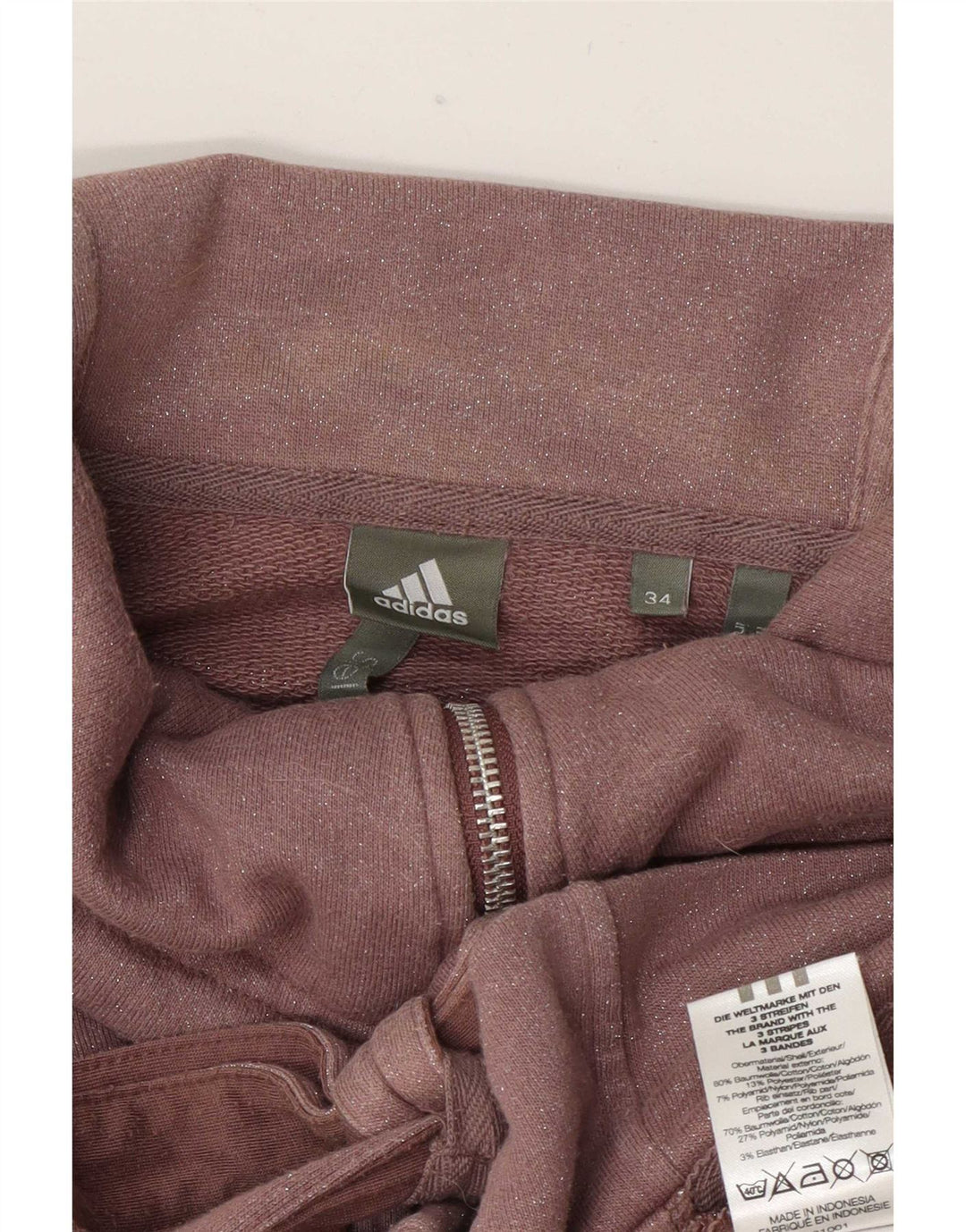 Adidas Womens Crop Oversized træningsdragt topjakke EU 34 XS brun bomuld