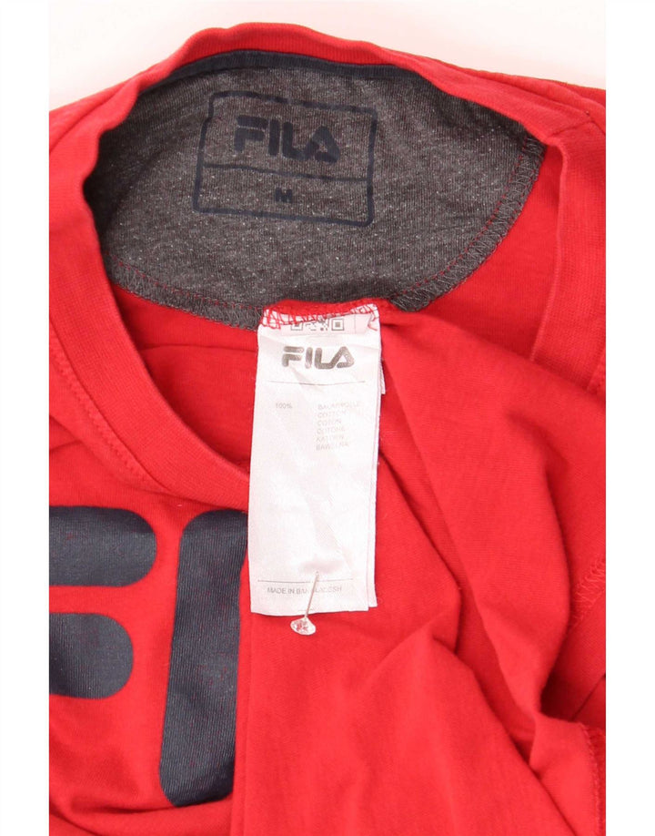 Fila Herre Grafisk T-Shirt Top Medium Rød Bomuld