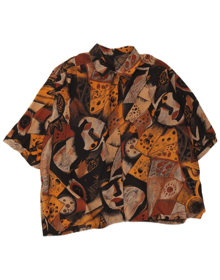 Vintage kvinders abstrakt mønster skjorte bluse UK 20 2XL Flerfarvet