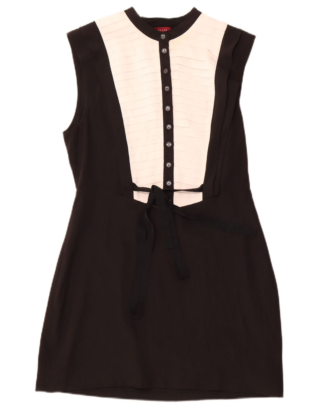 TED BAKER Dame ærmeløs A-line kjole størrelse 2 Lille sort farveblok