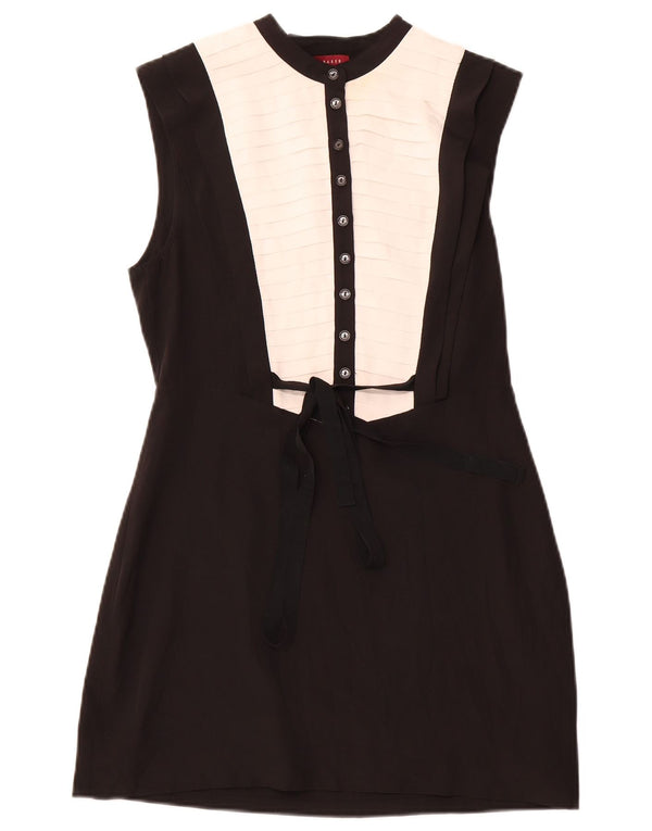 TED BAKER Womens Sleeveless A-Line Dress Size 2 Small Black Colourblock