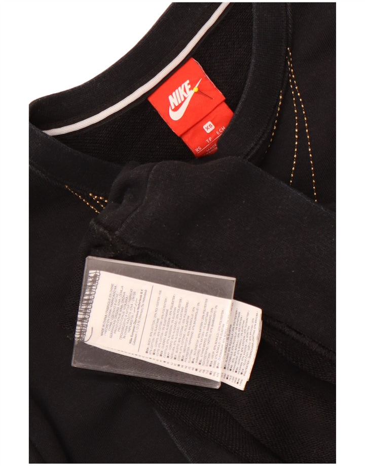 NIKE grafisk oversize sweatshirttrøje til kvinder UK 6 XS sort bomuld