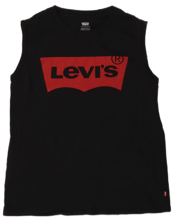 LEVI'S Kvinder Grafisk Vest Top UK 10 Lille Sort