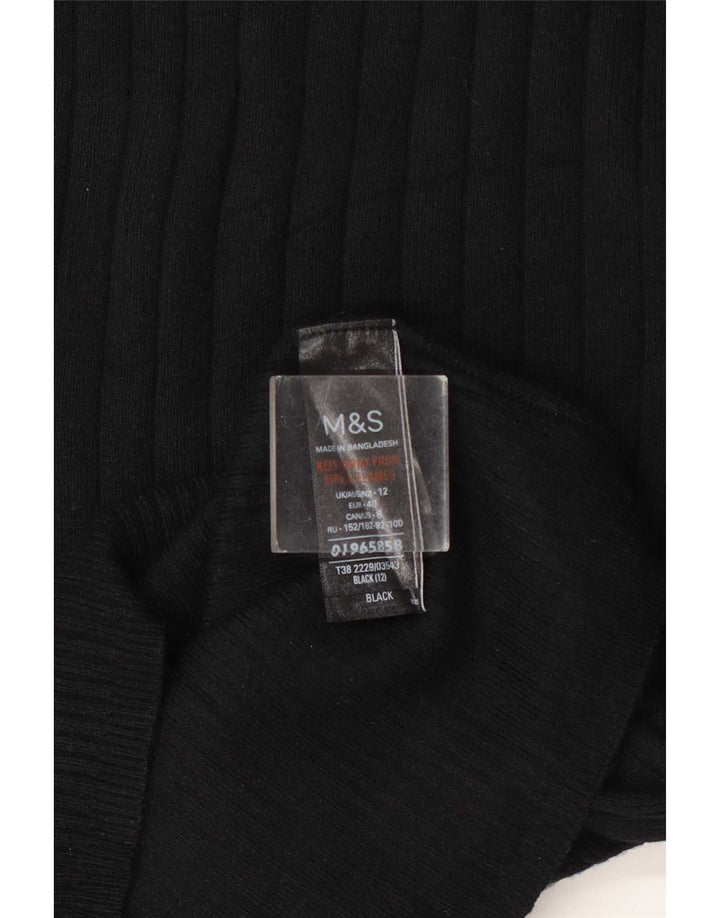 Marks & Spencer Dame Turtle Neck Jumper Sweater UK 12 Medium Black