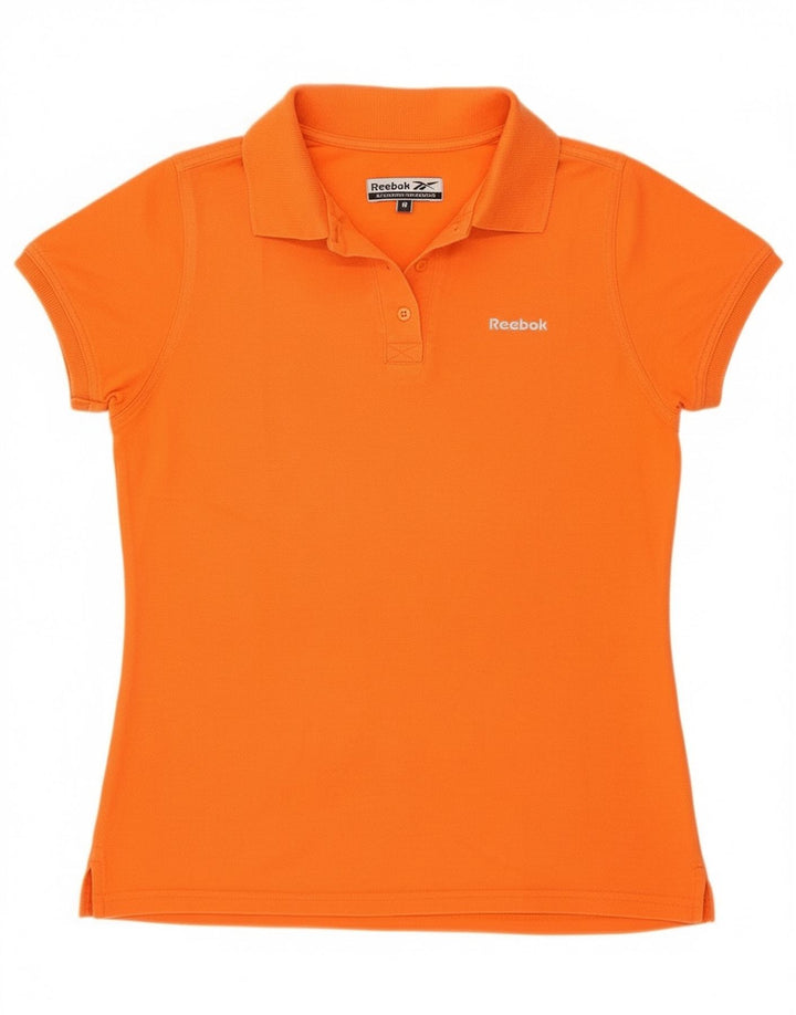 Reebok Dame Polo Shirt UK 12 Medium Orange Bomuld